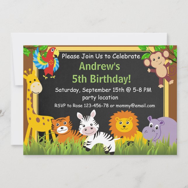 Safari birthday invitation,jungle invitation (Front)