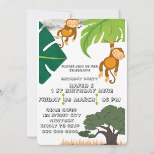 Safari Birthday Invitation, Wild One Birthday Boy Invitation