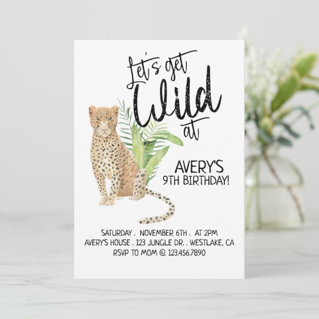 Safari Birthday, Let's Get Wild, ANY AGE Invitation (Standing Front)