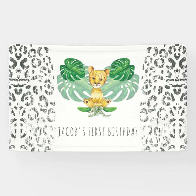 Safari Birthday Lion Illustration Banner (Horizontal)