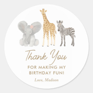 Safari Birthday Party Classic Round Sticker