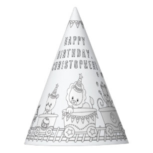 Safari Birthday Party - Colour Your Own Party Hat