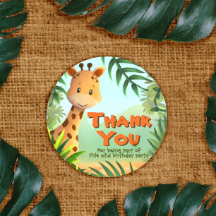 Safari Birthday Party - Giraffe Classic Round Sticker