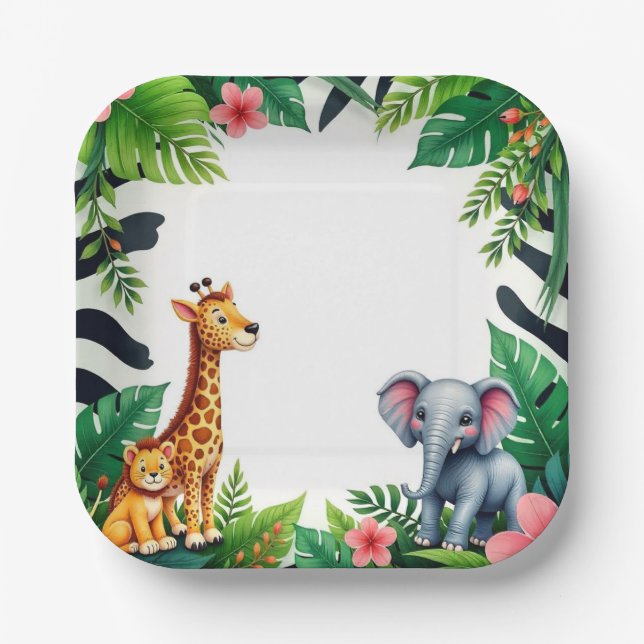 Safari Birthday Party Paper Plates  (Front)