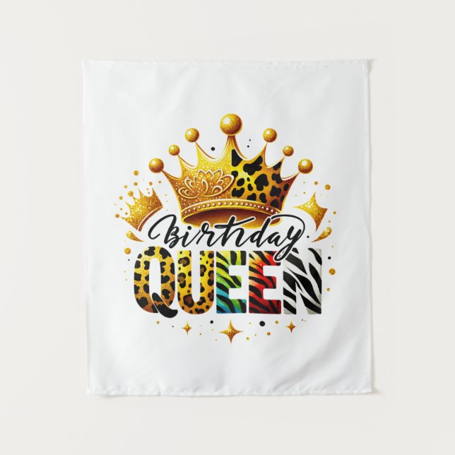 Safari Birthday Queen Crown Tapestry (Front)