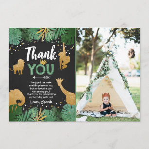 Safari birthday Thank You Card Animals Wild one