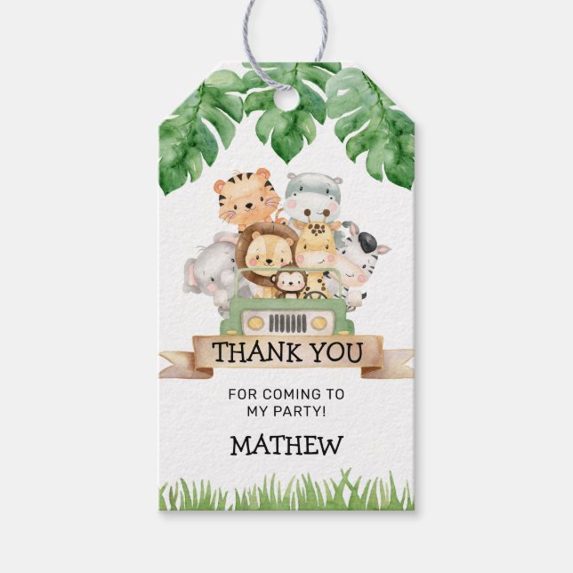 Safari Birthday Thank you Favour Tags (Front)