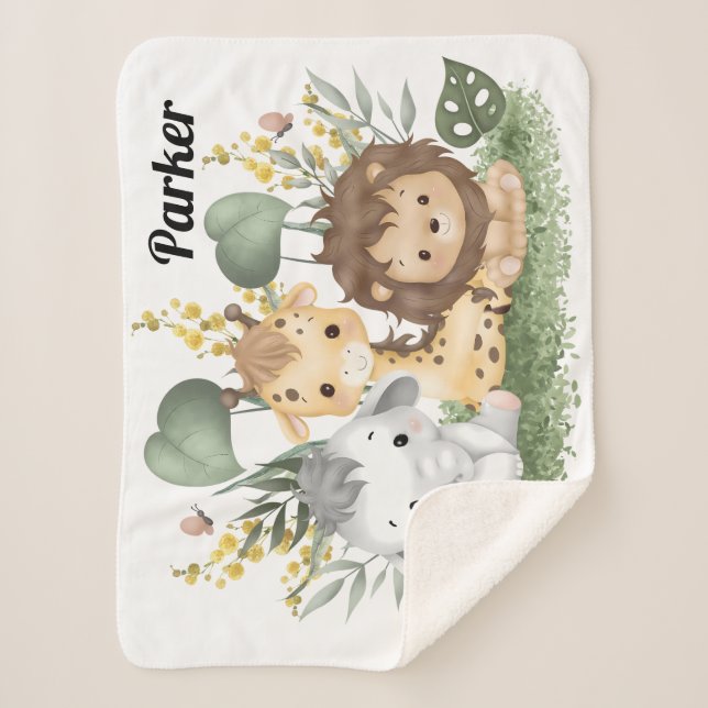 Safari Blanket – Custom Jungle animal baby blanket (Front)