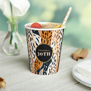 Safari Boho Paper Cups African Print Party Cups