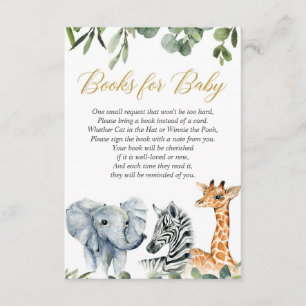 Safari book request, jungle zoo animals watercolor enclosure card