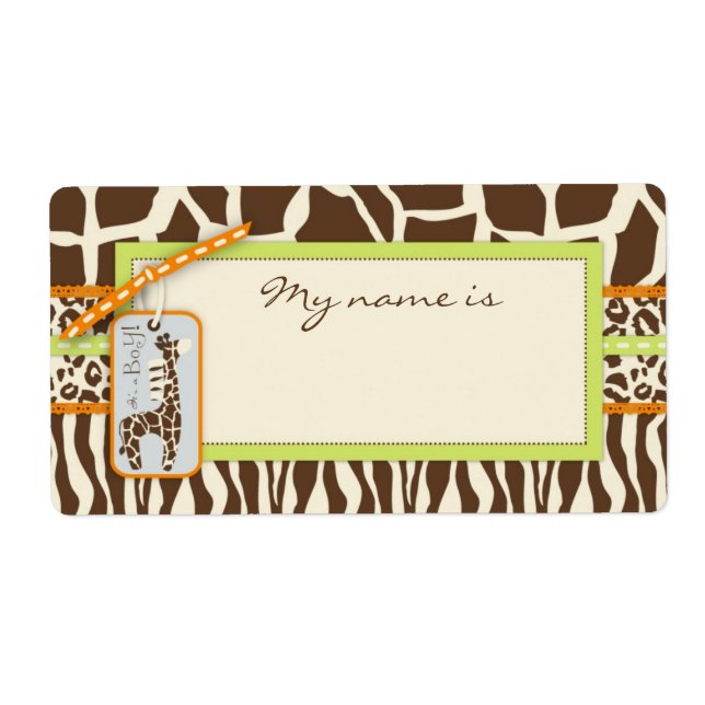 Safari Boy Green Name Tag (Front)