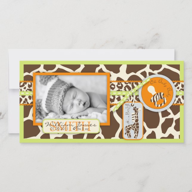 Safari Boy Green Photo Card (Front)