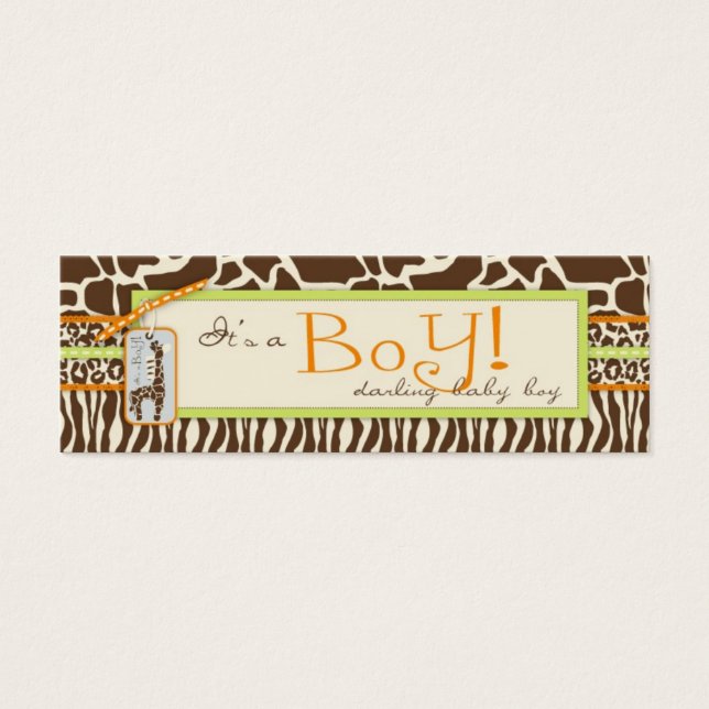 Safari Boy Green Skinny Gift Tag (Front)