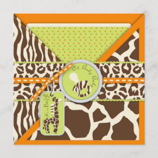 Safari Boy Orange Invitation Square 2