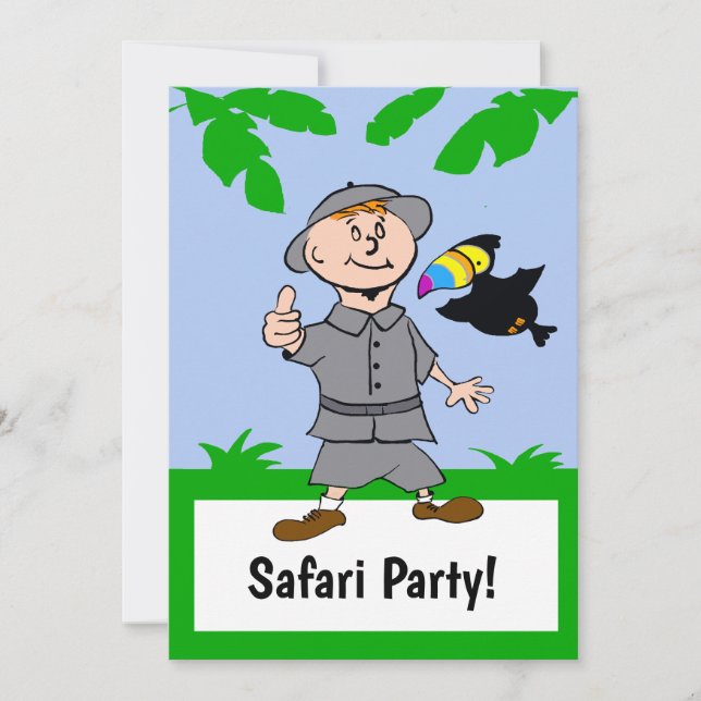 Safari Boy & Toucan Jungle Theme Invitation (Front)