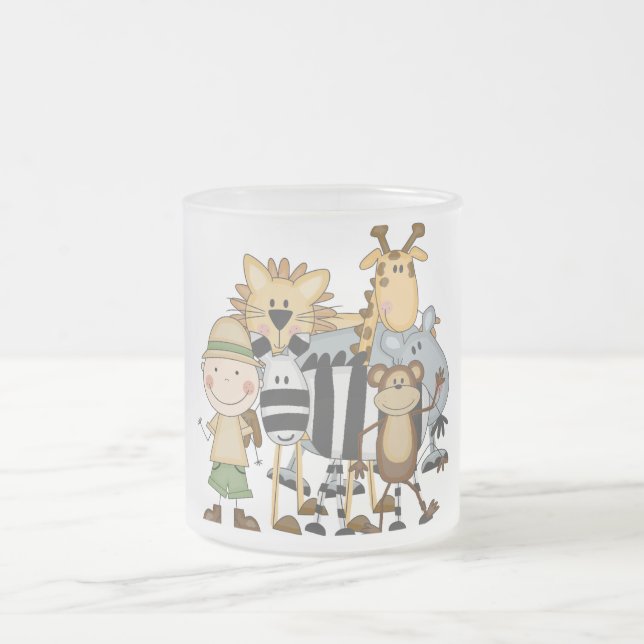 Safari Boy Tshirts and Gifts Frosted Glass Coffee Mug (Center)