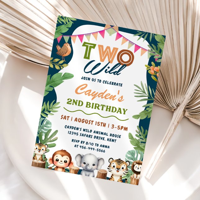 Safari Boy Two Wild 2nd Boy Birthday Invitation (Creator Uploaded)