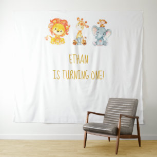Safari Cake Table Backdrop, First Birthday Tapestry