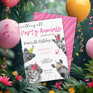 Safari Calling all Animals Wild Party Invitation