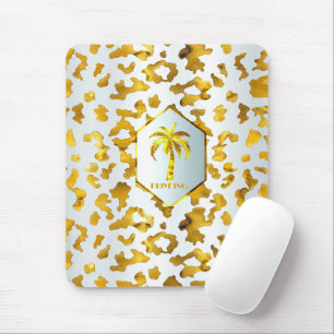 Safari Chic Luxe Gold & White Animal Print Mouse Pad