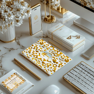 Safari Chic Luxe Gold & White Animal Print Planner