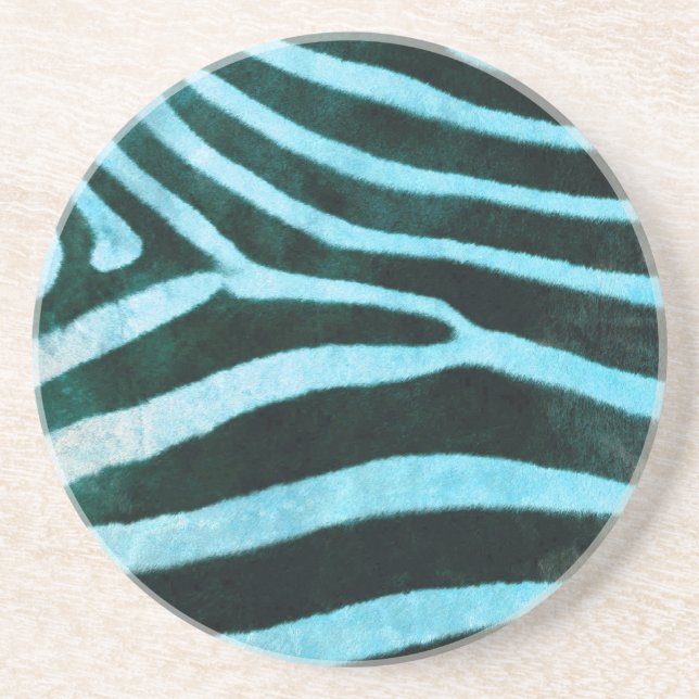 Safari Collection Turquoise Zebra Coaster (Front)