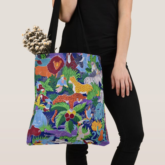 Safari, colourful wild animals, tote bag (Close Up)