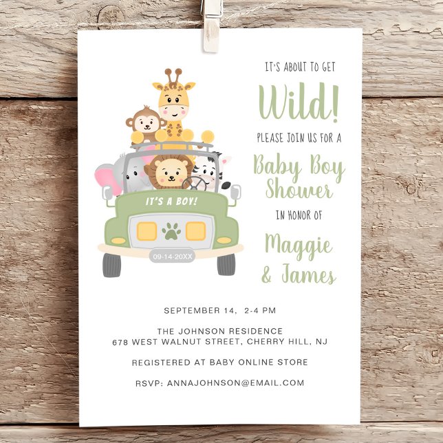 Safari Couples Baby Boy Shower Invitation (Creator Uploaded)