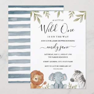 Safari Cute Animals Baby Shower Invitation