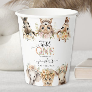 Safari Cute Animals Girl Baby Shower Paper Cup