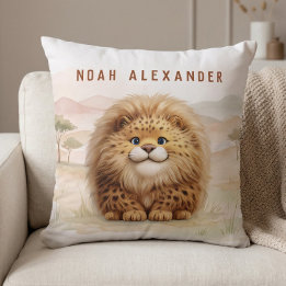 Safari Cute Zuberi The Fluffy Leopard Name Kids Cushion