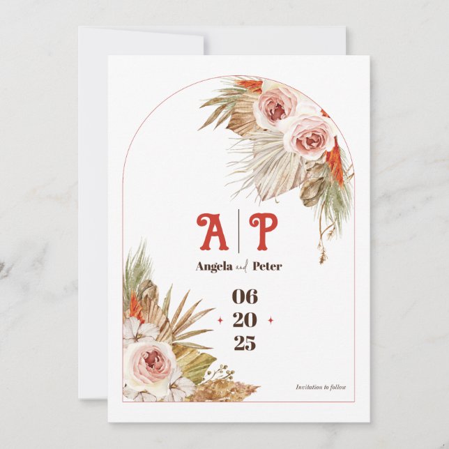 Safari Desert Boho Flowers Wedding Invitation (Front)