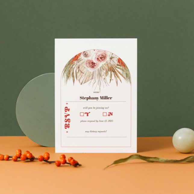 Safari Desert Boho Flowers Wedding  RSVP Card (Creator Uploaded)