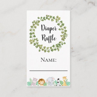 Safari Diaper Raffle Name Ticket Enclosure Card