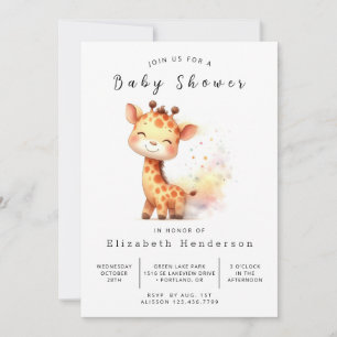 Safari Digital Giraffe Baby Shower  Invitation