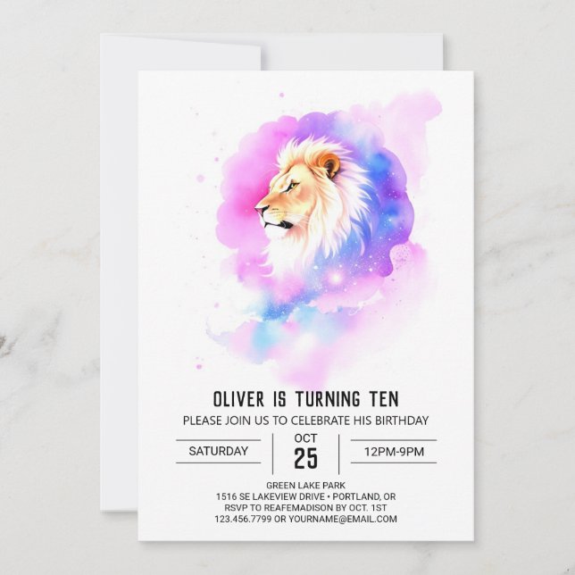 Safari Digital Lion Birthday Invitation (Front)