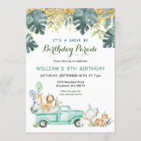 Safari drive by birthday parade Invitation