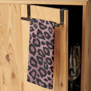 Safari Dusty Rose Leopard Animal Print Tea Towel