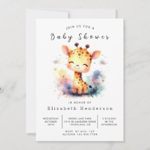  Safari Editable Giraffe Baby Shower  Invitation