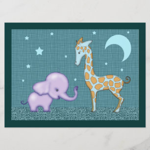 Safari Elephant and Giraffe Baby Shower Invite