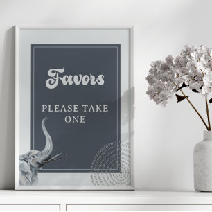 Safari Elephant Baby Shower Favors Sign