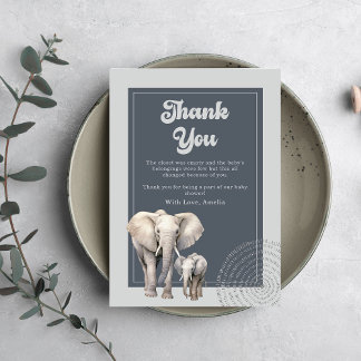 Safari Elephant Baby Shower Thank You Card