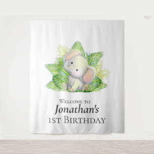 Safari  Elephant Birthday Theme Backdrop Tapestry