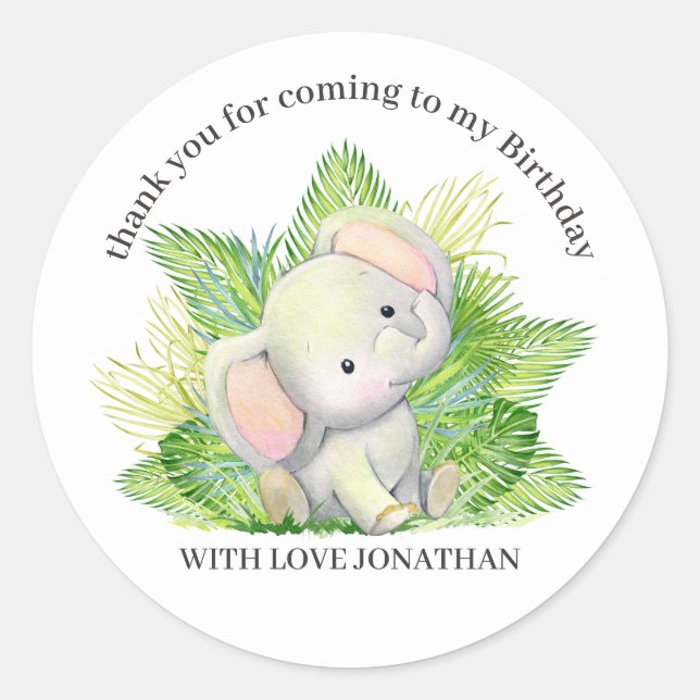 Safari Elephant  Classic Round Sticker (Front)