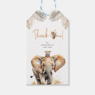 Safari Elephant Cute Animals Baby Shower Thank You Gift Tags