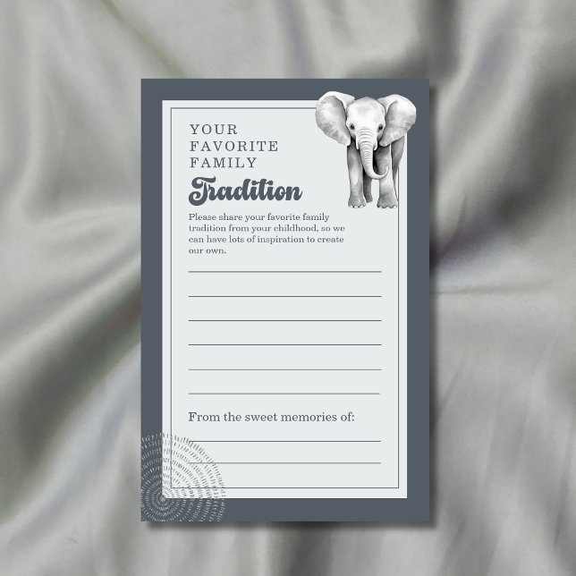 Safari Elephant Family Tradition Advice Card (Creator Uploaded)