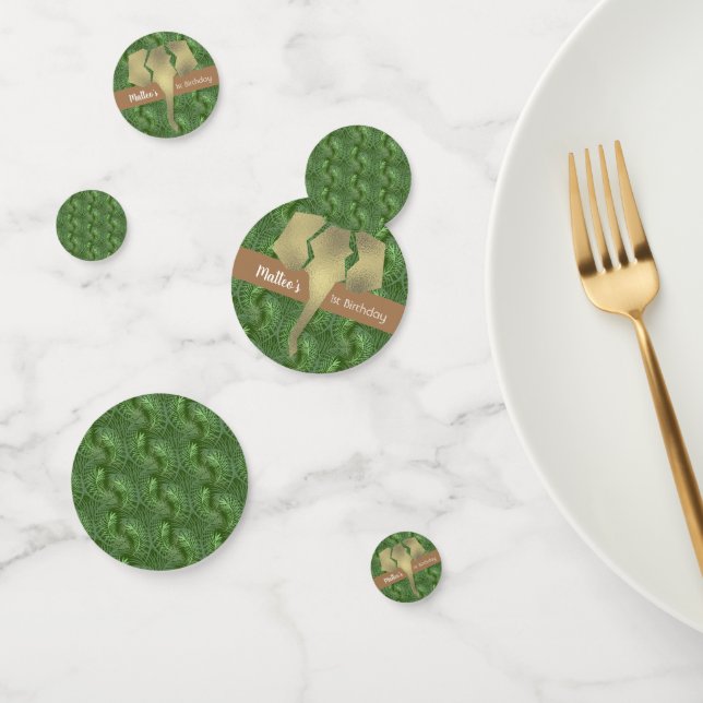 Safari Elephant Faux Gold Greenery Confetti (Group)