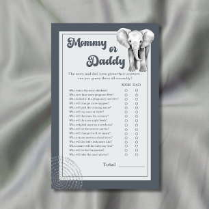 Safari Elephant Mommy or Daddy Baby Shower Game