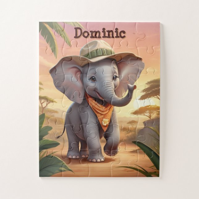 Safari Elephant Personalised  Jigsaw Puzzle (Vertical)