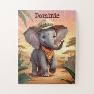 Safari Elephant Personalized  Jigsaw Puzzle